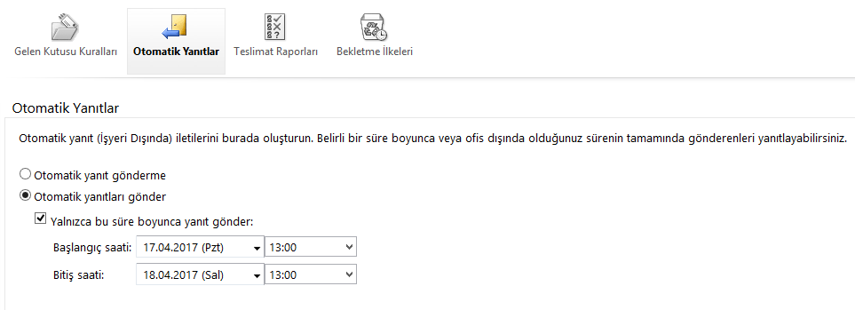 Exchange Maillerde Otomatik Yanıt Sistemi