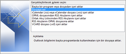 outlook yedek alma dosyayı aktar