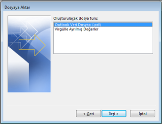outlook yedek alma pst ögesi