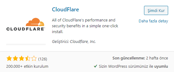 cloudflare eklentisini aktif etmek