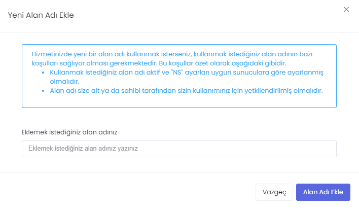 hosting yönetimi ekranında site ekleme işlemi nasıl yapılır adım 3