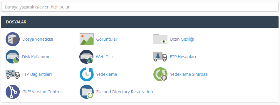 cpanel arayüzü